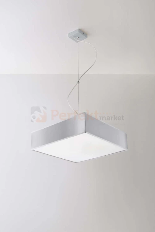 nowoczesna lampa minimal perfektmarket design wisząca sufitowa kwadratowa LED HORUS 35 szara wall.jpg