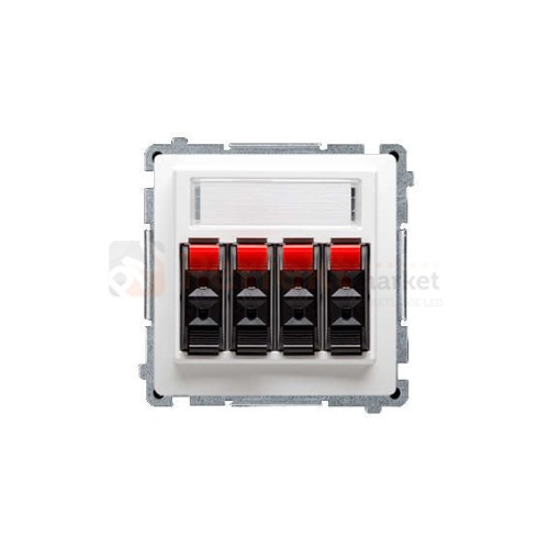 Gniazdo głośnikowe 4-krotne z polem opisowym biały Simon Basic BMGL34.01/11 perfektmarket hurtownia_elektryczna