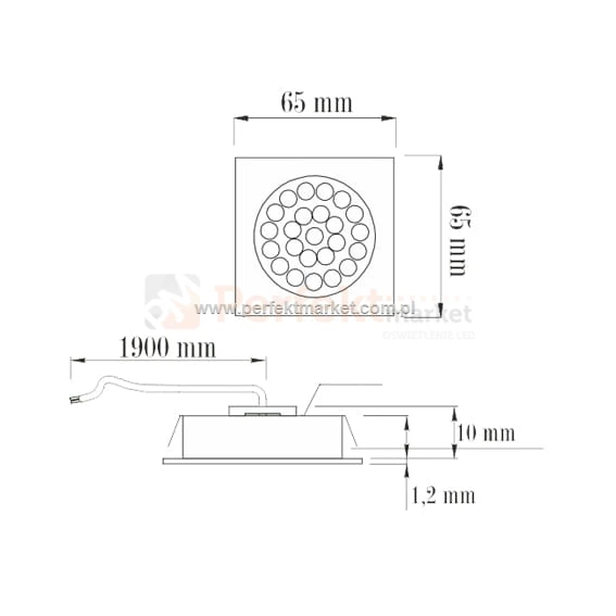 Oprawa meblowa kwadratowa ledowa LED kwadratowa wymiary rozmiar rozmiary satyna ID-1092-INOX sklep perfektmarket
