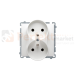 gniazdo wtyczkowe podwójne z uziemieniem z_przesłonami oświetlenie_led LED biały Simon Basic BMGZ2MZ.01/11 perfektmarket hurtownia_olsztyn