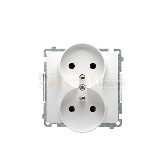 gniazdo wtyczkowe podwójne z uziemieniem z_przesłonami oświetlenie_led LED biały Simon Basic BMGZ2MZ.01/11 perfektmarket hurtownia_olsztyn