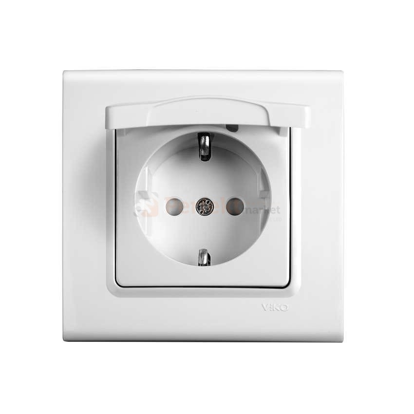 gniazdo Schuko z_przesłonami_styków z_klapką viko panasonic linnera biały prosty klasyczny  oświetlenie_led perfektmarket perfekt_market 90450012