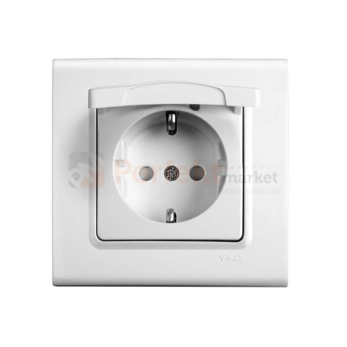 gniazdo Schuko z_przesłonami_styków z_klapką viko panasonic linnera biały prosty klasyczny  oświetlenie_led perfektmarket perfekt_market 90450012
