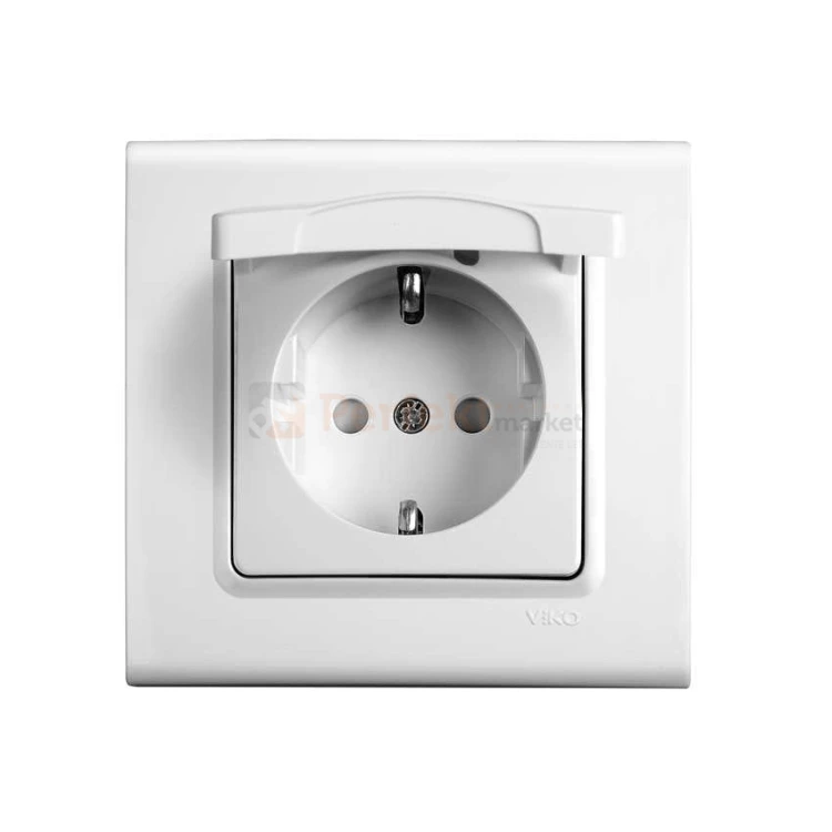 gniazdo Schuko z_przesłonami_styków z_klapką viko panasonic linnera biały prosty klasyczny  oświetlenie_led perfektmarket perfekt_market 90450012