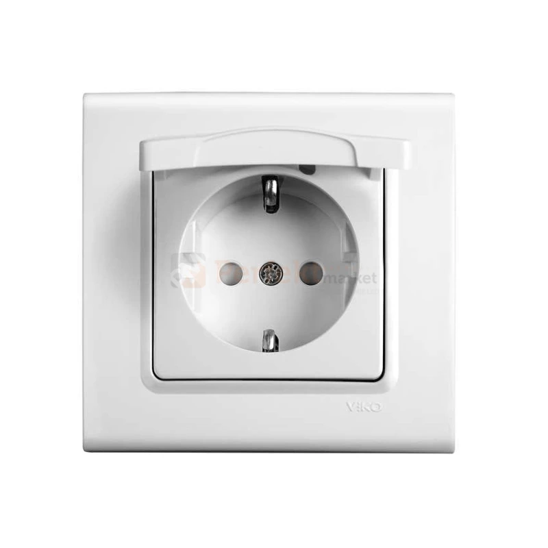 gniazdo Schuko z_przesłonami_styków z_klapką viko panasonic linnera biały prosty klasyczny  oświetlenie_led perfektmarket perfekt_market 90450012