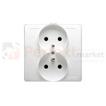 Gniazdo wtyczkowe podwójne z uziemieniem biały 16A oświetlenie_led LED biały Simon Basic BMGZ2/11 perfektmarket hurtownia