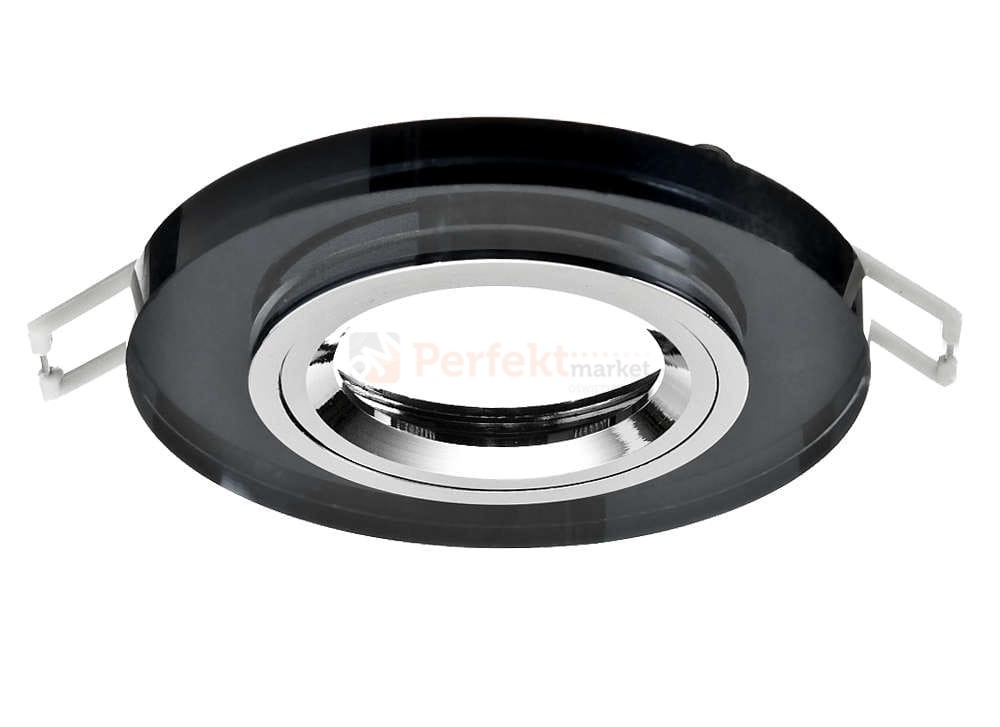 Oprawa halogenowa sufitowa stala pojedyncza okrągła bok szklana czarna gniazdo GU10 LED perfektmarket.jpg