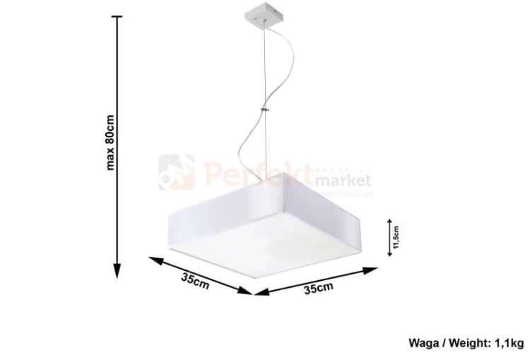 nowoczesna lampa minimal perfektmarket design wisząca sufitowa kwadratowa LED HORUS 35 biała wymiary.jpg