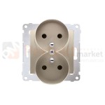 DGZ2MZ.01/44 Simon 54 gniazdo podwójne z_uziemieniem z osłonami styków złoty mat bez ramki perfektmarket