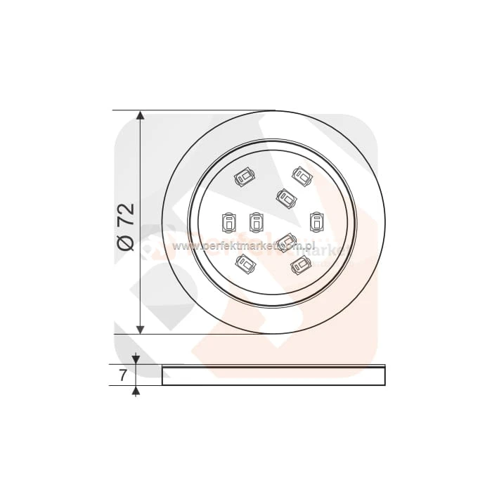 Oprawa meblowa LED okrągła olo-1-d 12V 2W stal oswietlenie perfektmarket wymiary
