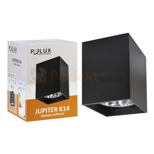 Oprawa natynkowa downlight Jupiter K14 E27 kwadratowa czarna - nowoczesna lampa - opakowanie