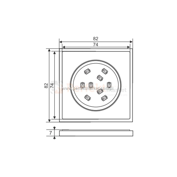 Oprawa meblowa kwadratowa olk-1-d 12V 2W szlif LED oswietlenie perfektmarket wymiary
