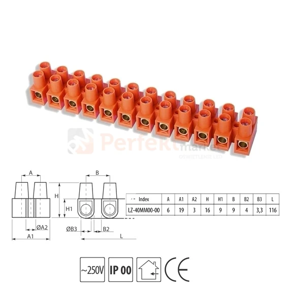 Listwa zaciskowa 12 torowa złączka 4mm led oswietlenie asortyment sklep perfektmarket

