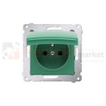DGZ1BUZ.01/33 Simon 54 gniazdo pojedyncze z_uziemieniem z_klapką z_osłonami_styków zielone zielony bez ramki perfektmarket